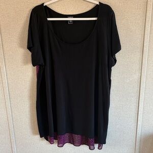 Torrid Blouse Black Purple Leopard Print Back Women’s Size 1 High Low
